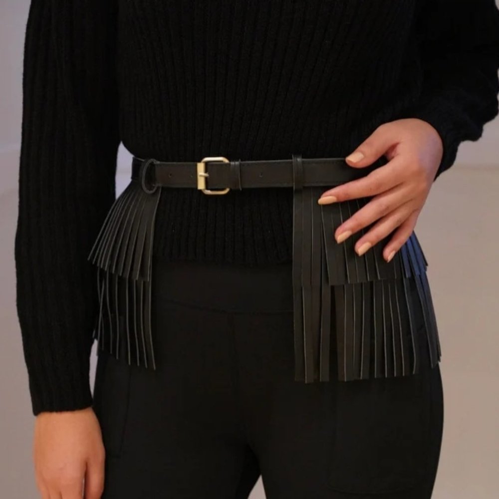 Sassy Jones Genuine Leather Fringe Belt